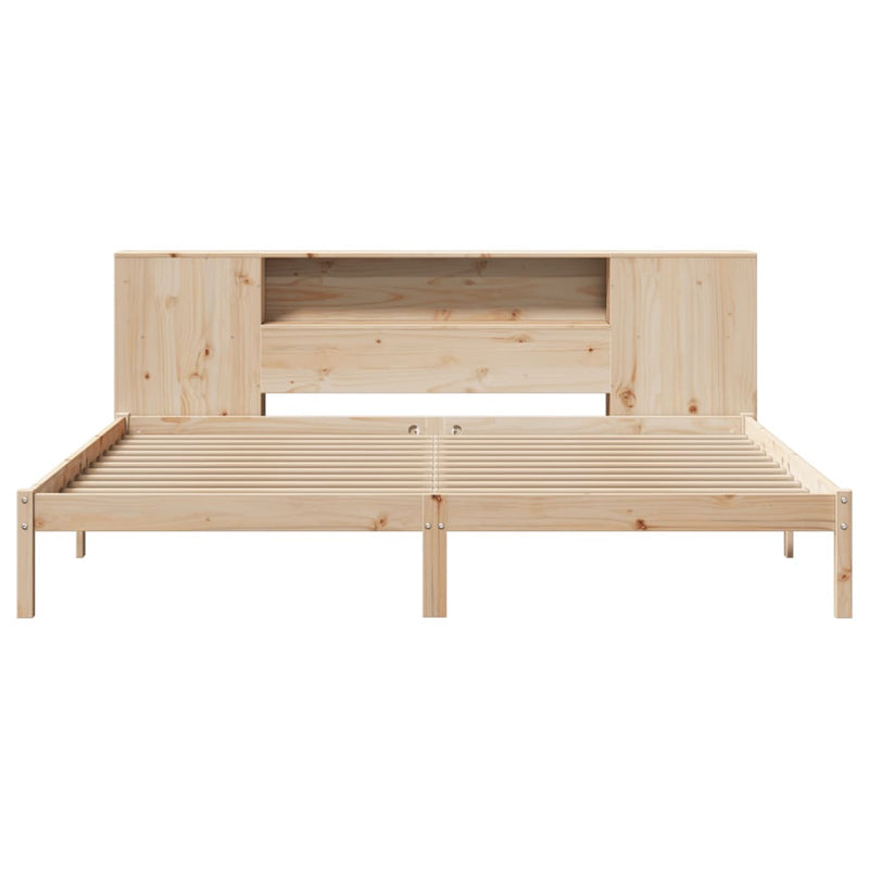 vidaXL tömör fenyőfa könyvespolcos ágy matrac nélkül 180 x 200 cm