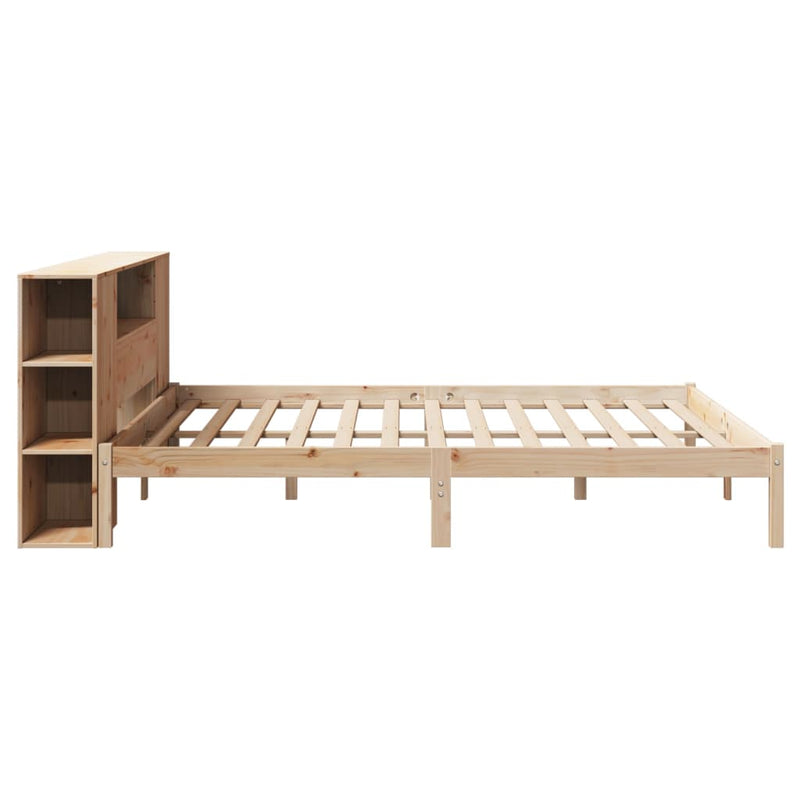 vidaXL tömör fenyőfa könyvespolcos ágy matrac nélkül 180 x 200 cm