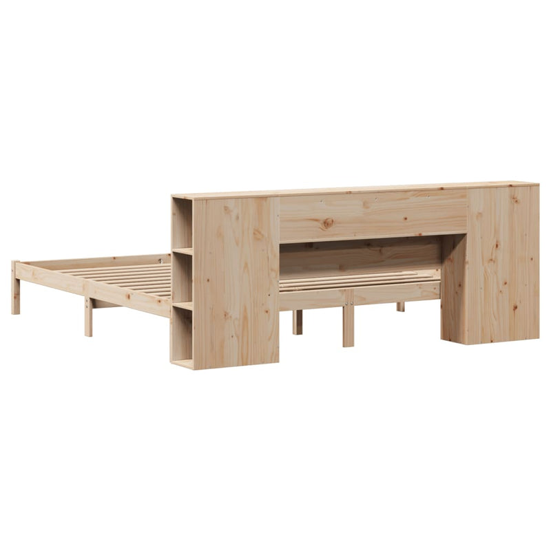 vidaXL tömör fenyőfa könyvespolcos ágy matrac nélkül 180 x 200 cm