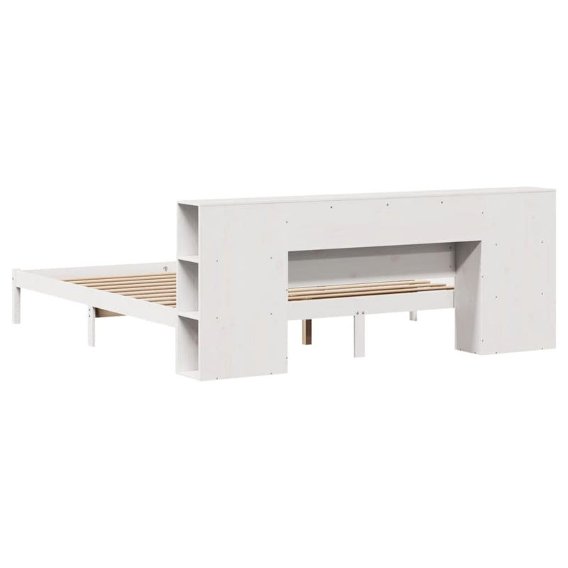 vidaXL fehér tömör fenyőfa könyvespolcos ágy matrac nélkül 180x200 cm