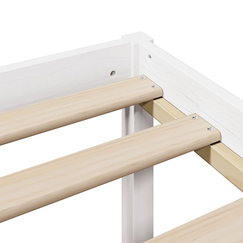 vidaXL fehér tömör fenyőfa könyvespolcos ágy matrac nélkül 180x200 cm