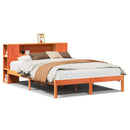 vidaXL barna tömör fenyőfa könyvespolcos ágy matrac nélkül 135 x 190cm
