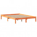 vidaXL barna tömör fenyőfa könyvespolcos ágy matrac nélkül 135 x 190cm