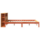 vidaXL barna tömör fenyőfa könyvespolcos ágy matrac nélkül 135 x 190cm