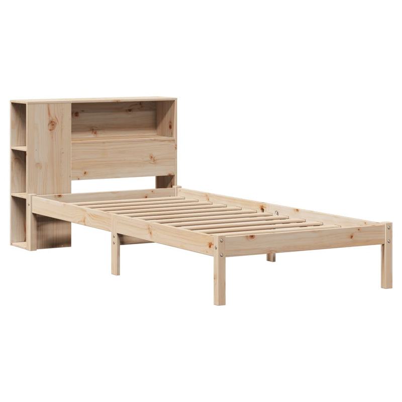 vidaXL tömör fenyőfa könyvespolcos ágy matrac nélkül 75 x 190 cm