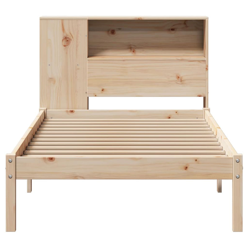 vidaXL tömör fenyőfa könyvespolcos ágy matrac nélkül 75 x 190 cm