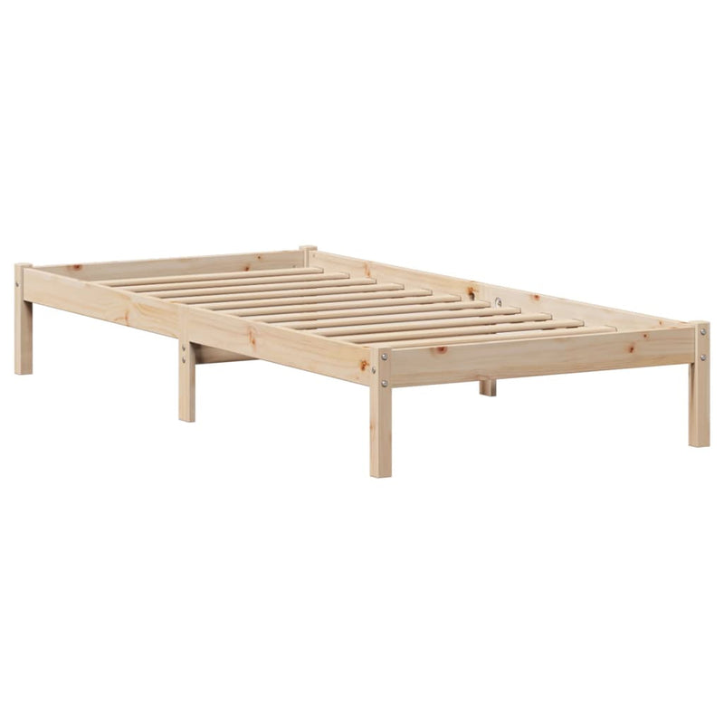 vidaXL tömör fenyőfa könyvespolcos ágy matrac nélkül 75 x 190 cm