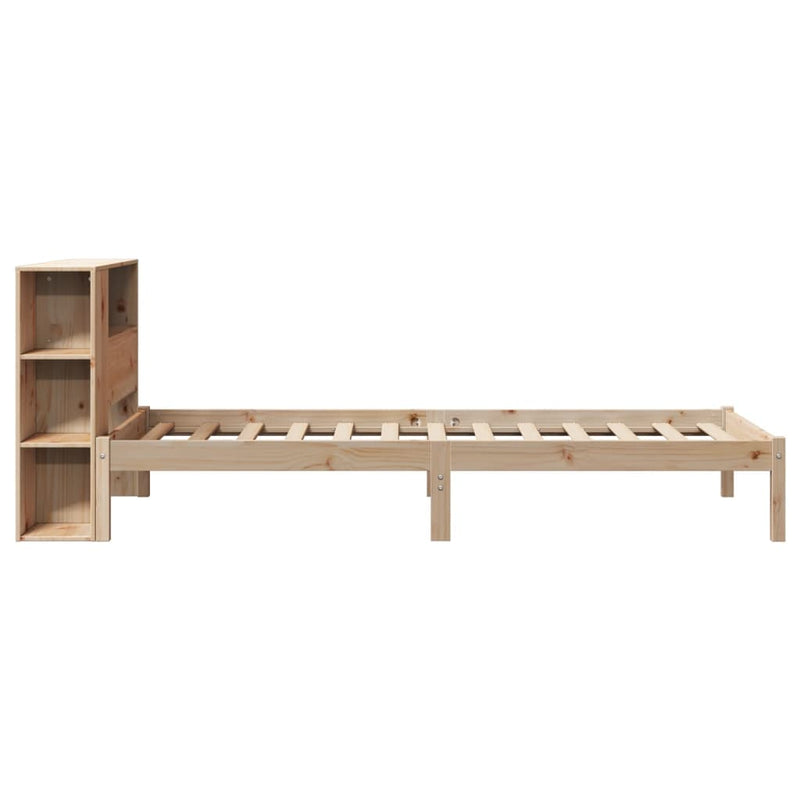 vidaXL tömör fenyőfa könyvespolcos ágy matrac nélkül 75 x 190 cm