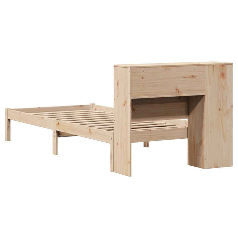 vidaXL tömör fenyőfa könyvespolcos ágy matrac nélkül 75 x 190 cm