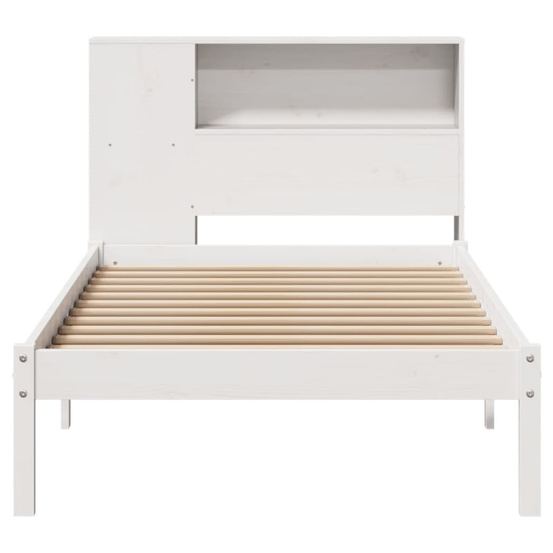 vidaXL fehér tömör fenyőfa könyvespolcos ágy matrac nélkül 75 x 190 cm
