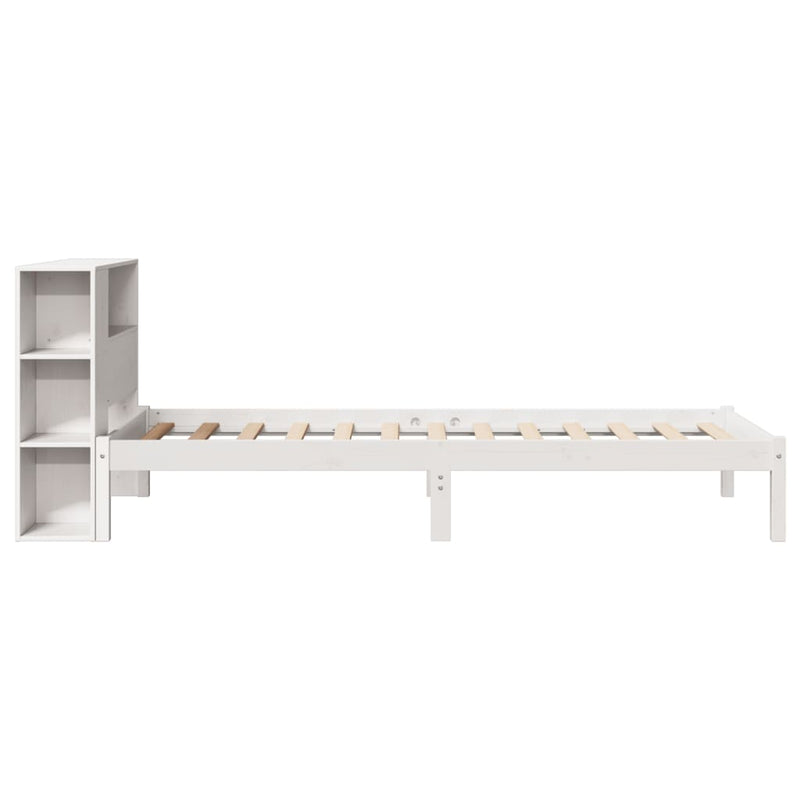 vidaXL fehér tömör fenyőfa könyvespolcos ágy matrac nélkül 75 x 190 cm