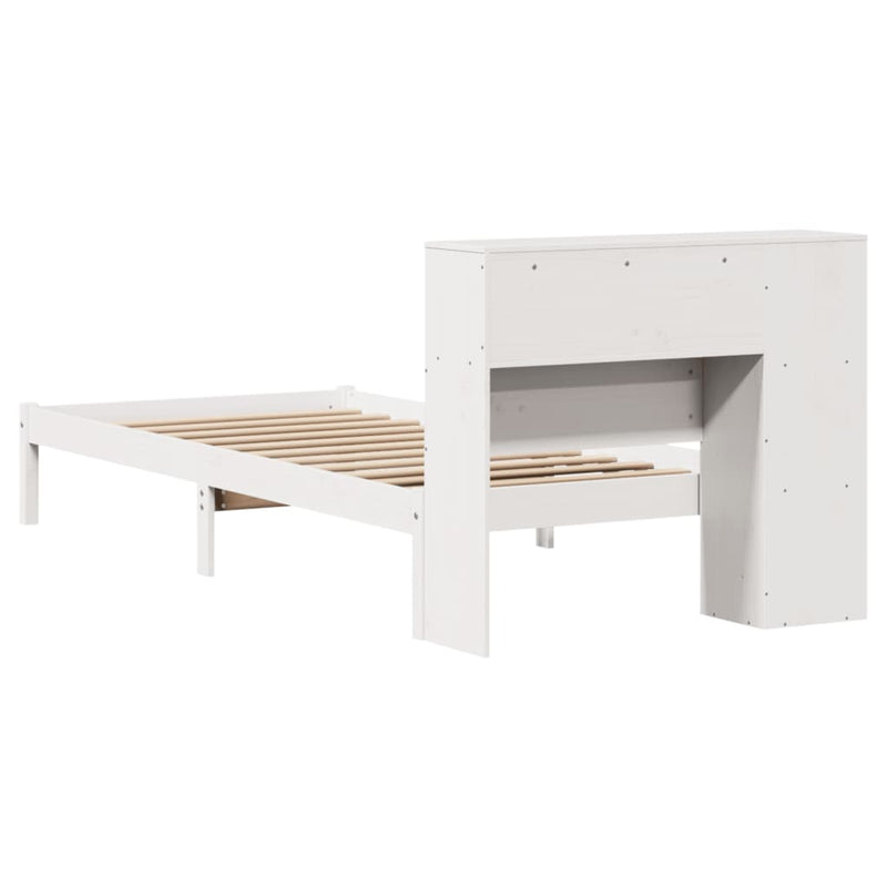 vidaXL fehér tömör fenyőfa könyvespolcos ágy matrac nélkül 75 x 190 cm