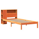vidaXL barna tömör fenyőfa könyvespolcos ágy matrac nélkül 75 x 190 cm