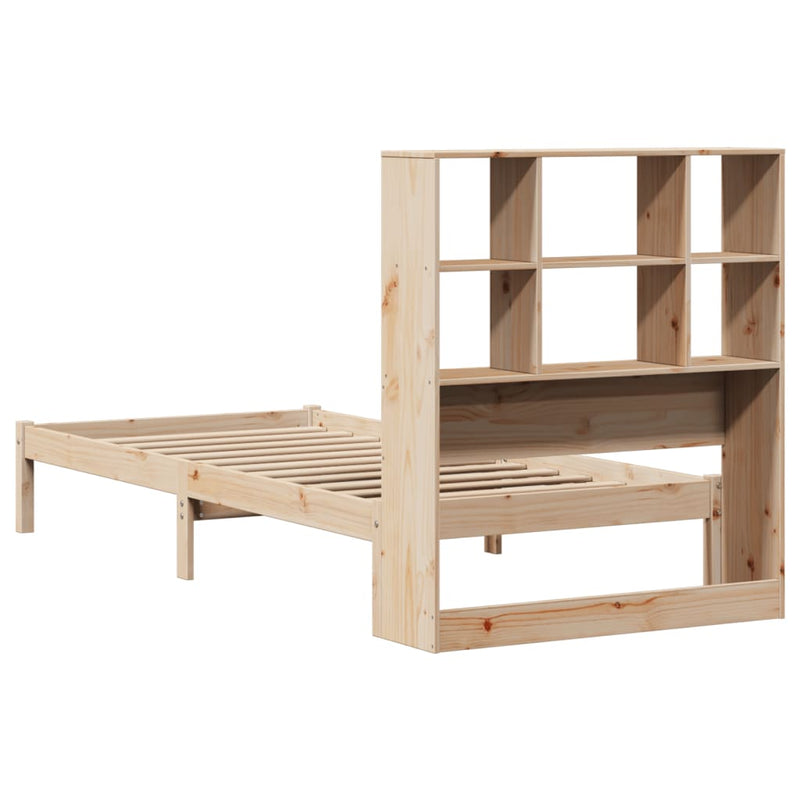 vidaXL tömör fenyőfa könyvespolcos ágy matrac nélkül 90 x 190 cm