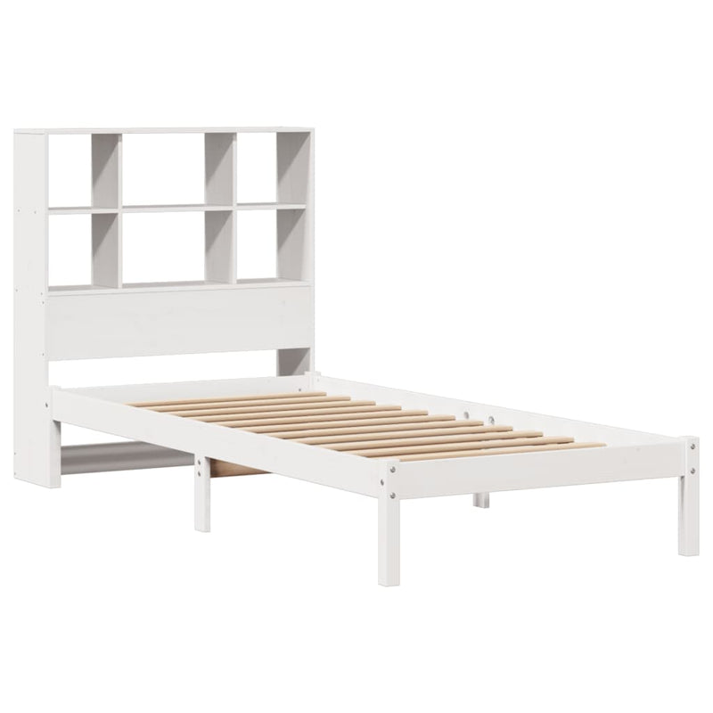 vidaXL fehér tömör fenyőfa könyvespolcos ágy matrac nélkül 90 x 190 cm