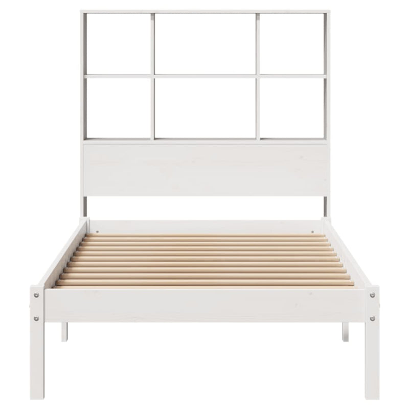 vidaXL fehér tömör fenyőfa könyvespolcos ágy matrac nélkül 90 x 190 cm
