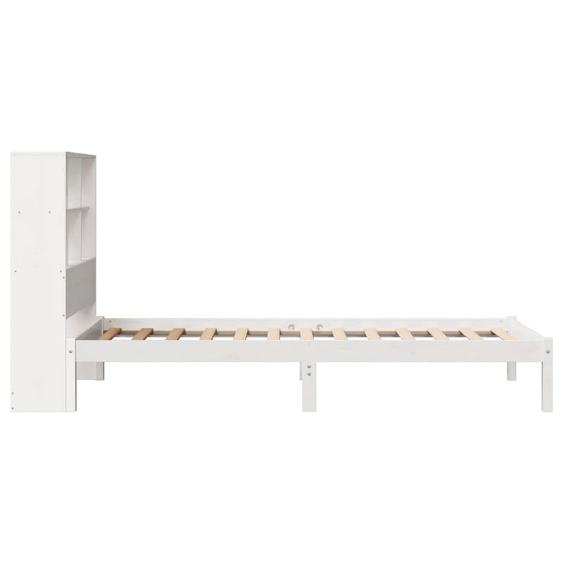vidaXL fehér tömör fenyőfa könyvespolcos ágy matrac nélkül 90 x 190 cm