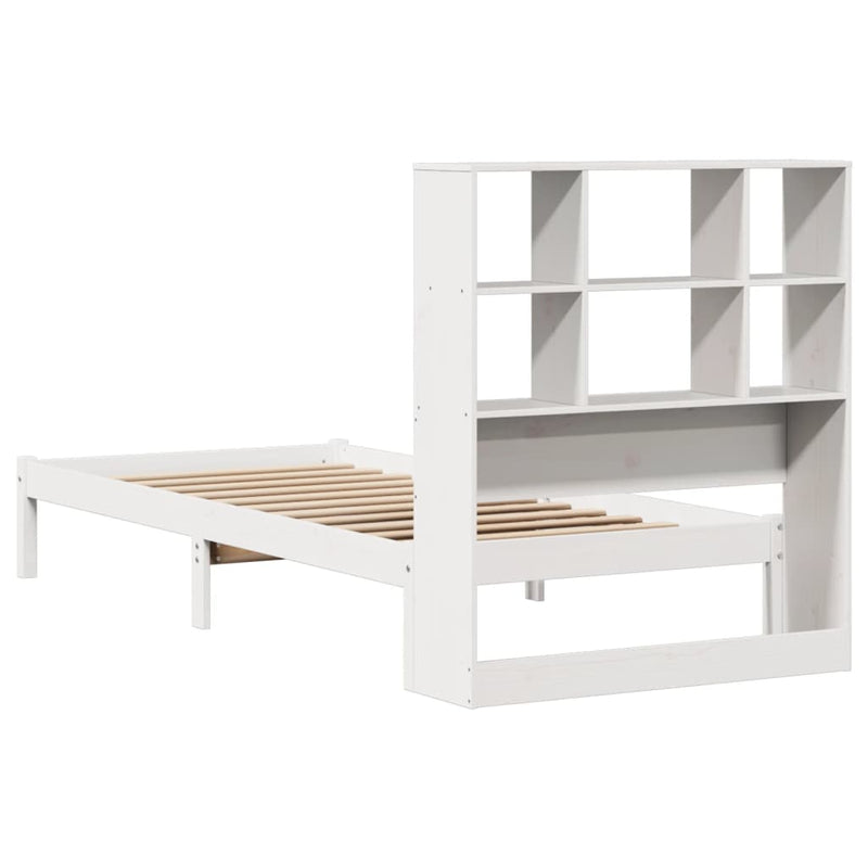 vidaXL fehér tömör fenyőfa könyvespolcos ágy matrac nélkül 90 x 190 cm