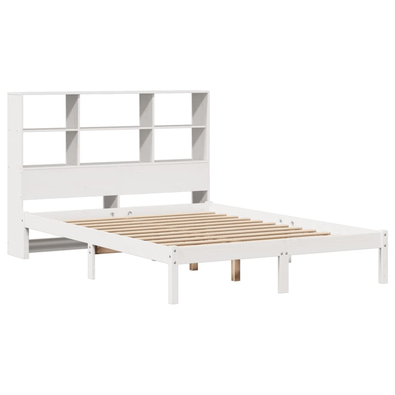 vidaXL fehér tömör fenyőfa könyvespolcos ágy matrac nélkül 120x190 cm