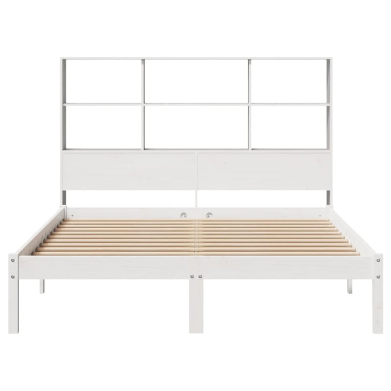 vidaXL fehér tömör fenyőfa könyvespolcos ágy matrac nélkül 120x190 cm
