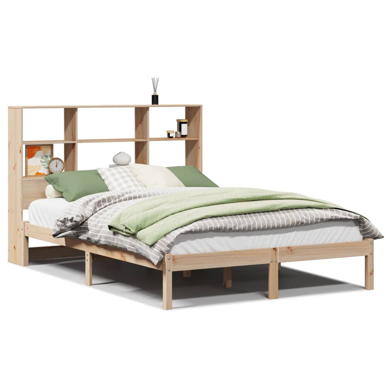 vidaXL tömör fenyőfa könyvespolcos ágy matrac nélkül 140 x 190 cm