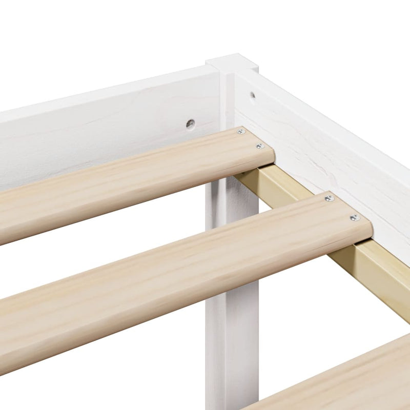 vidaXL fehér tömör fenyőfa könyvespolcos ágy matrac nélkül 140x190 cm