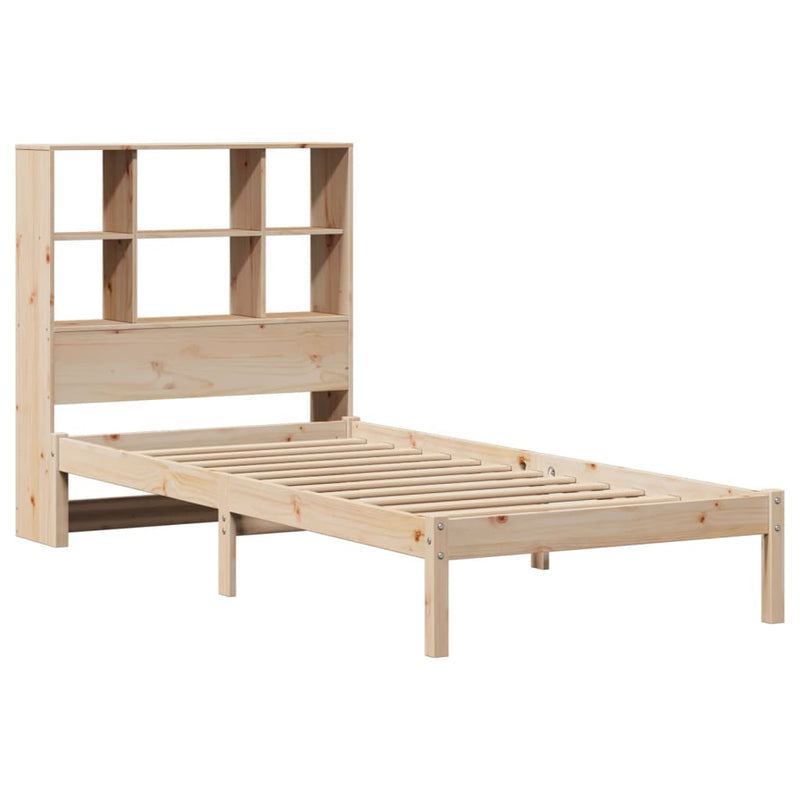 vidaXL tömör fenyőfa könyvespolcos ágy matrac nélkül 100 x 200 cm