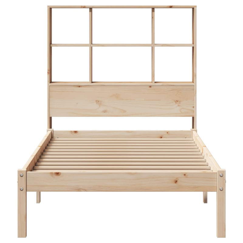 vidaXL tömör fenyőfa könyvespolcos ágy matrac nélkül 100 x 200 cm