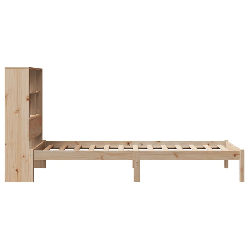 vidaXL tömör fenyőfa könyvespolcos ágy matrac nélkül 100 x 200 cm