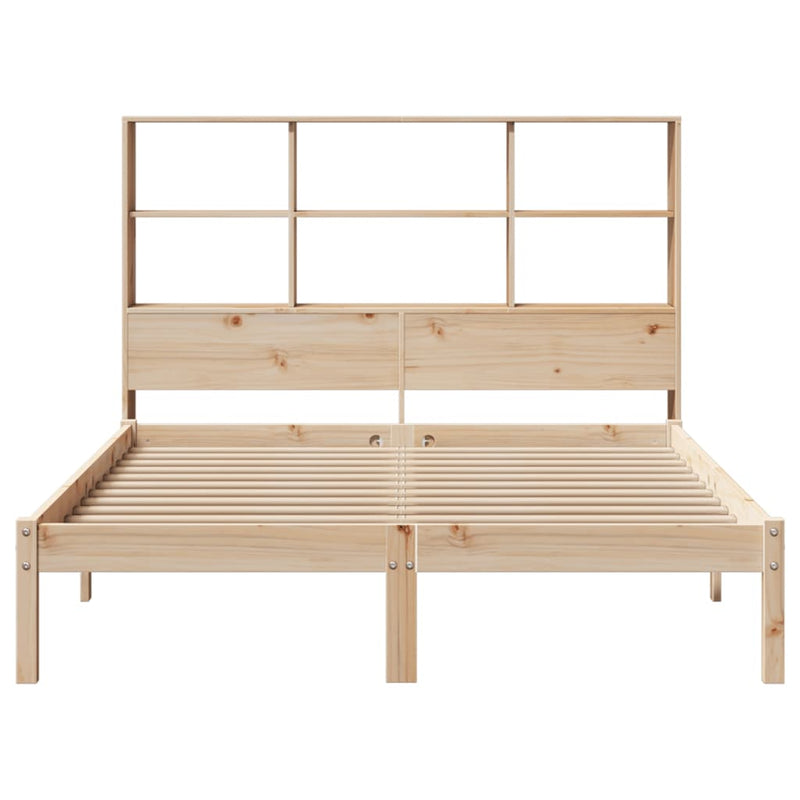 vidaXL tömör fenyőfa könyvespolcos ágy matrac nélkül 140 x 200 cm