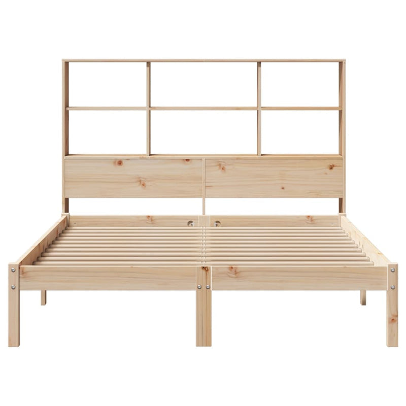 vidaXL tömör fenyőfa könyvespolcos ágy matrac nélkül 150 x 200 cm