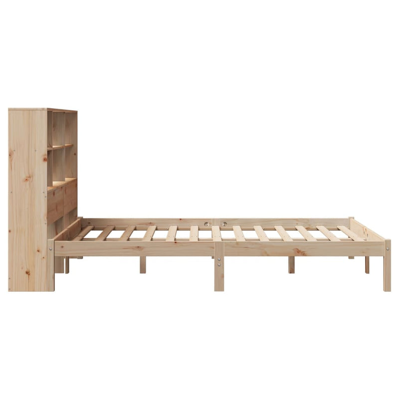 vidaXL tömör fenyőfa könyvespolcos ágy matrac nélkül 150 x 200 cm