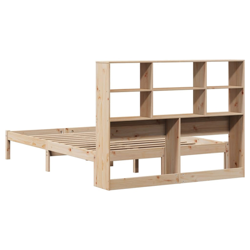 vidaXL tömör fenyőfa könyvespolcos ágy matrac nélkül 150 x 200 cm