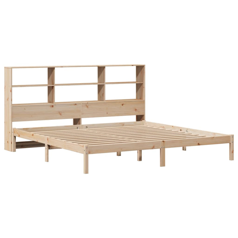 vidaXL tömör fenyőfa könyvespolcos ágy matrac nélkül 180 x 200 cm