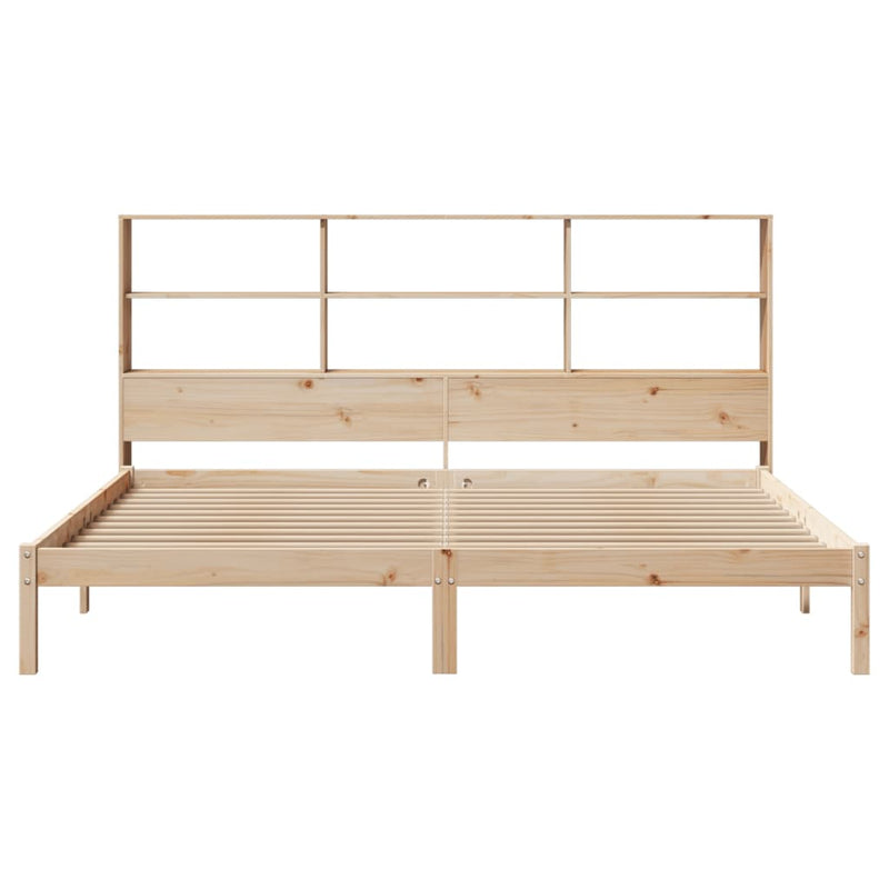 vidaXL tömör fenyőfa könyvespolcos ágy matrac nélkül 180 x 200 cm