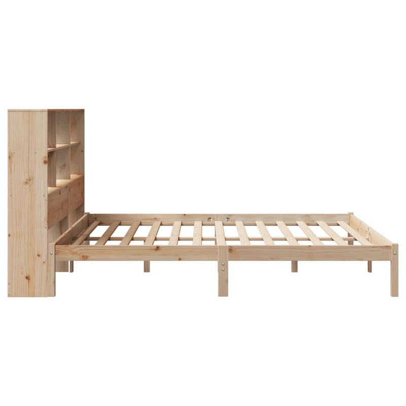 vidaXL tömör fenyőfa könyvespolcos ágy matrac nélkül 180 x 200 cm