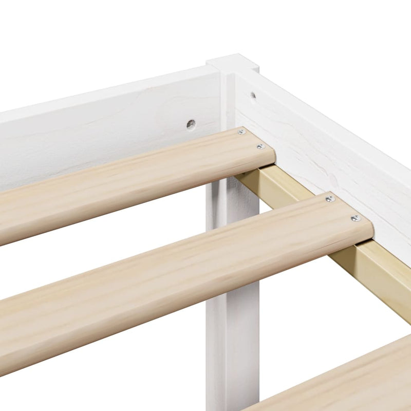 vidaXL fehér tömör fenyőfa könyvespolcos ágy matrac nélkül 180x200 cm