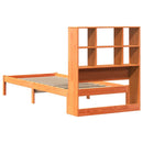vidaXL barna tömör fenyőfa könyvespolcos ágy matrac nélkül 75 x 190 cm