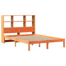 vidaXL barna tömör fenyőfa könyvespolcos ágy matrac nélkül 135 x 190cm