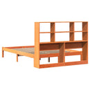 vidaXL barna tömör fenyőfa könyvespolcos ágy matrac nélkül 140 x 190cm