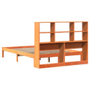 vidaXL barna tömör fenyőfa könyvespolcos ágy matrac nélkül 120 x 200cm