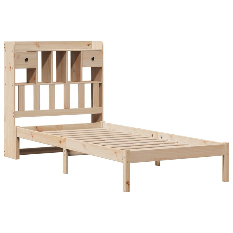 vidaXL tömör fenyőfa könyvespolcos ágy matrac nélkül 75 x 190 cm