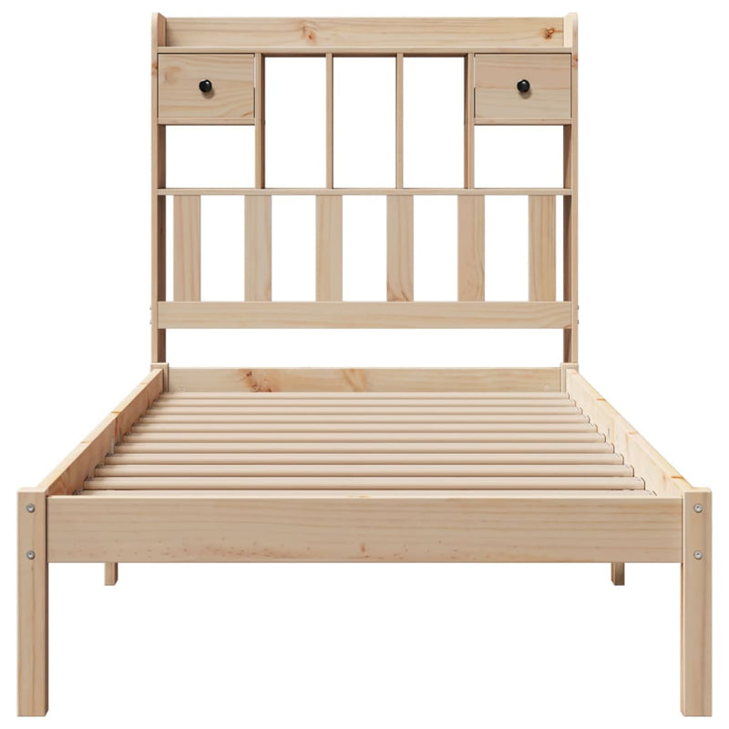 vidaXL tömör fenyőfa könyvespolcos ágy matrac nélkül 75 x 190 cm