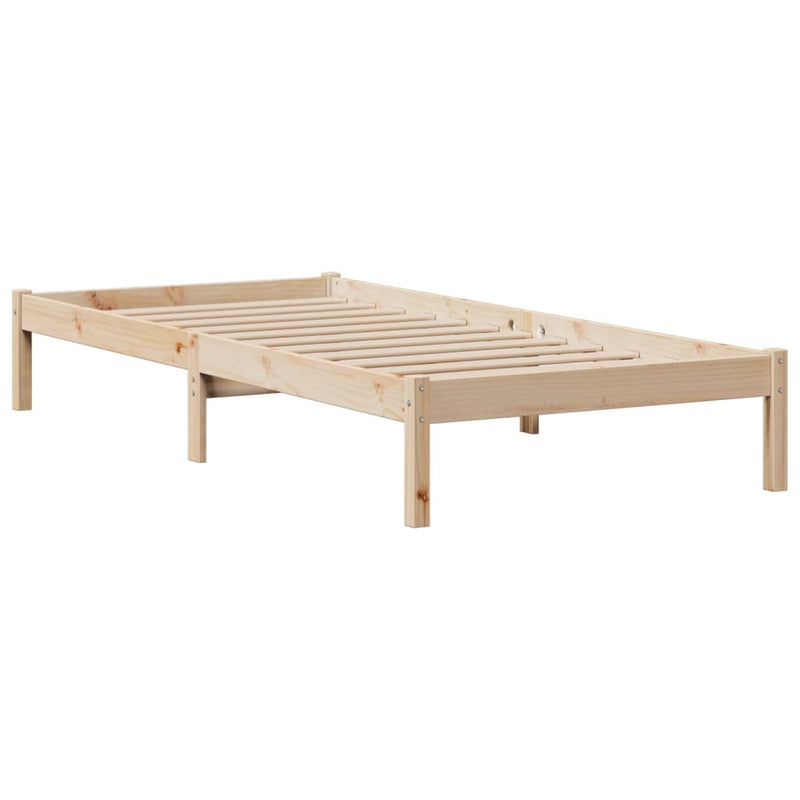 vidaXL tömör fenyőfa könyvespolcos ágy matrac nélkül 75 x 190 cm