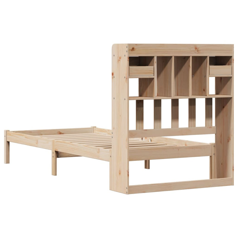 vidaXL tömör fenyőfa könyvespolcos ágy matrac nélkül 75 x 190 cm
