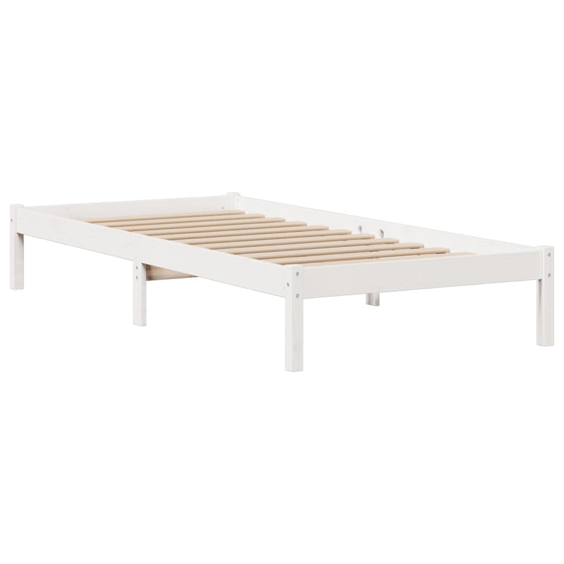 vidaXL fehér tömör fenyőfa könyvespolcos ágy matrac nélkül 75 x 190 cm