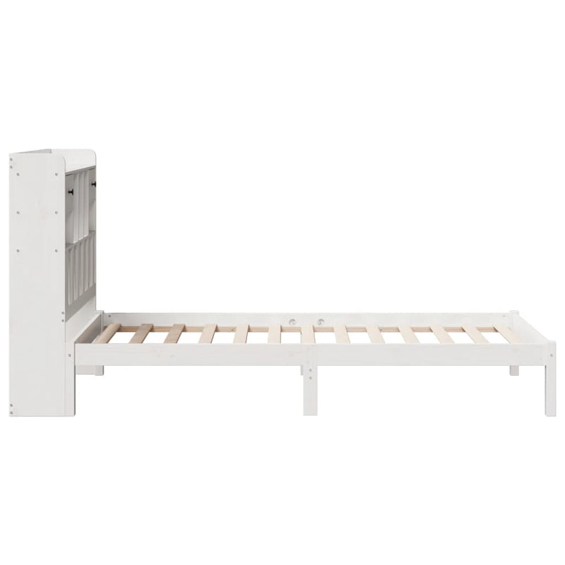 vidaXL fehér tömör fenyőfa könyvespolcos ágy matrac nélkül 75 x 190 cm