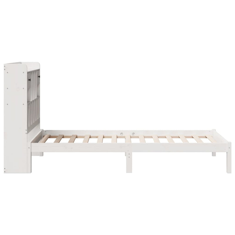 vidaXL fehér tömör fenyőfa könyvespolcos ágy matrac nélkül 90 x 190 cm