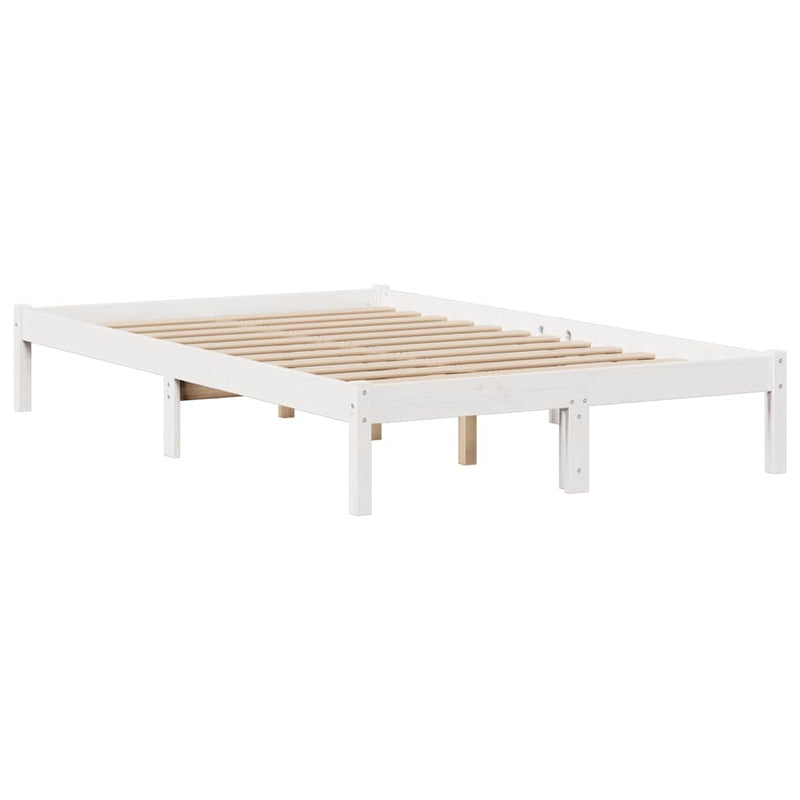 vidaXL fehér tömör fenyőfa könyvespolcos ágy matrac nélkül 135x190 cm