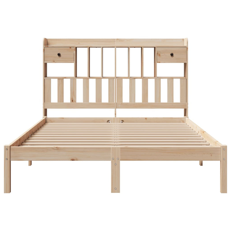 vidaXL tömör fenyőfa könyvespolcos ágy matrac nélkül 140 x 190 cm